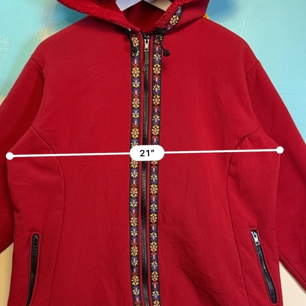 VTG J2 Softwear Fleece‎ Hooded Jacket 90S Women's L Made in Salida Colorado USA